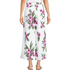 Women's High Rise Drawstring Linen Wide Leg Crop Pants