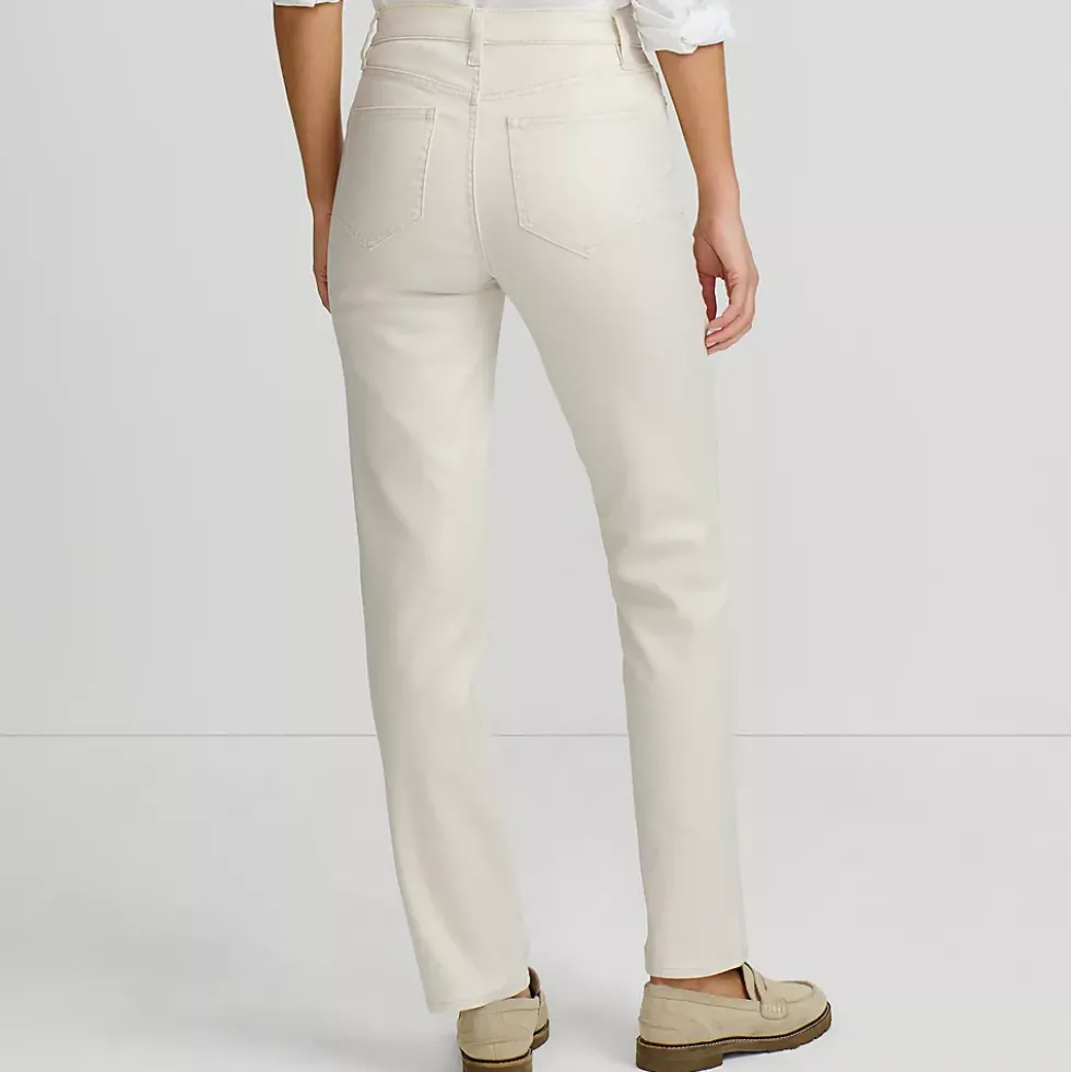 Women's High Rise Metallic Coated Denim Straight Leg Jeans