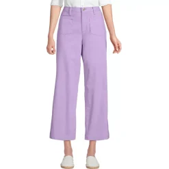 Women's High Rise Patch Pocket Wide Leg Chino Crop Pants