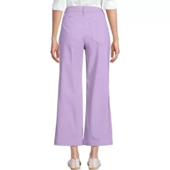 Women's High Rise Patch Pocket Wide Leg Chino Crop Pants