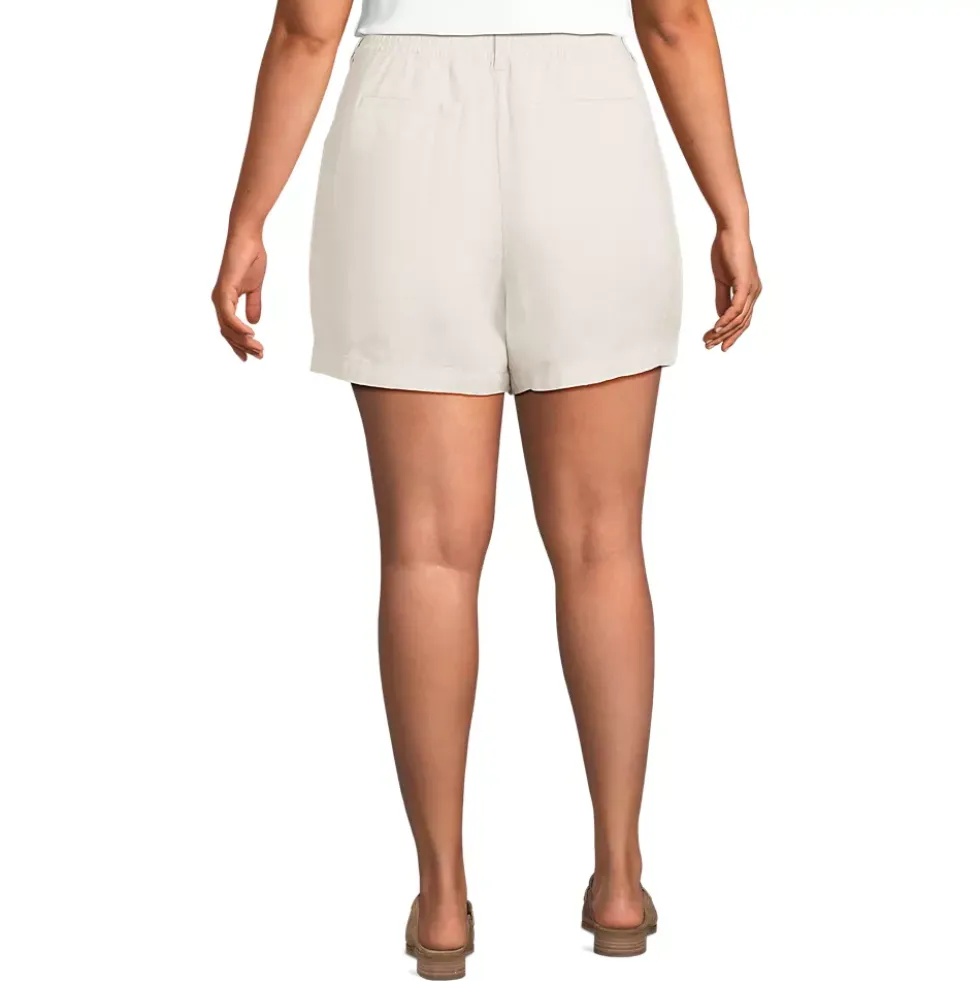 Women's High Rise Pleated A-line 5" Linen Shorts