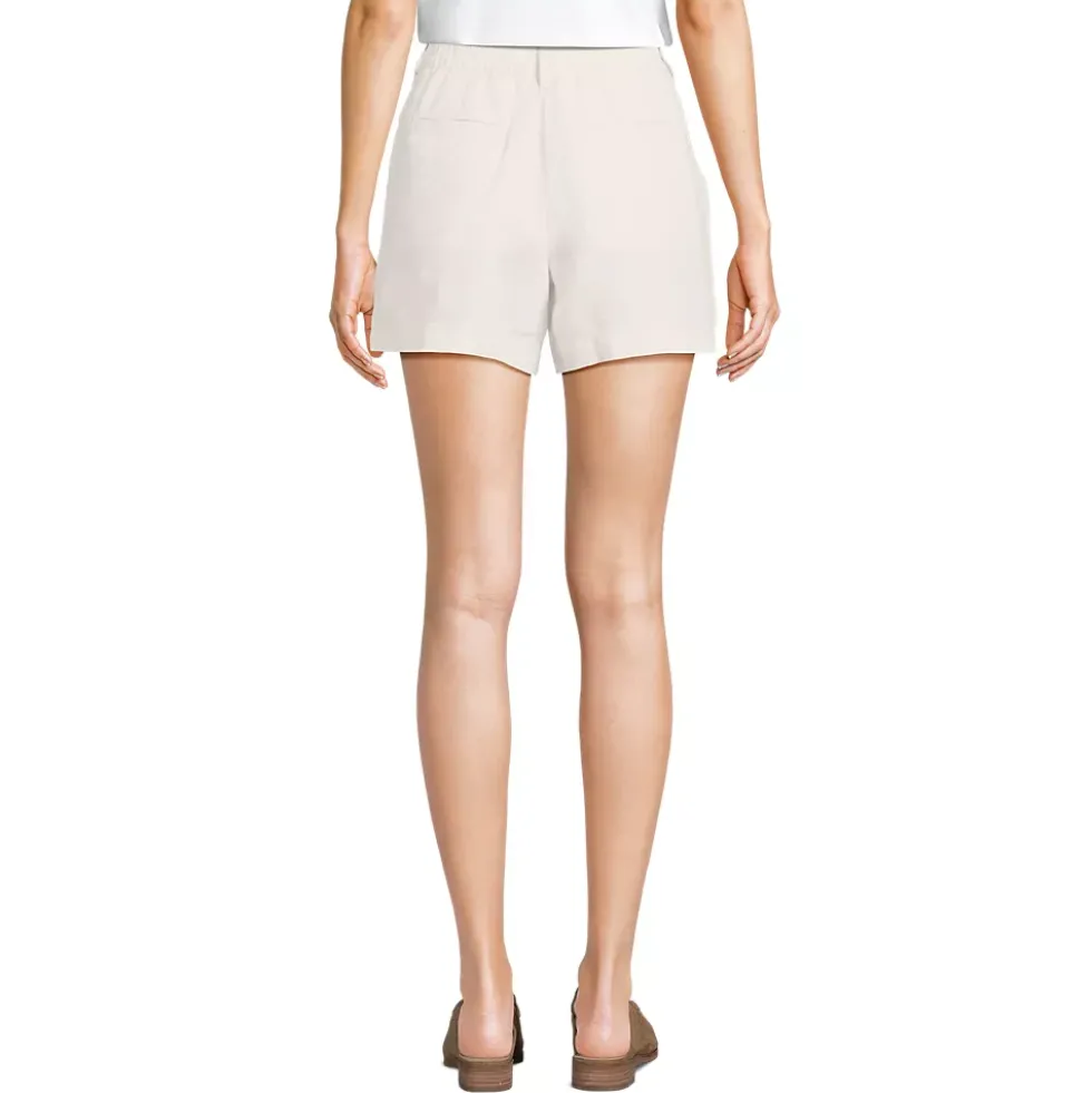 Women's High Rise Pleated A-line 5" Linen Shorts