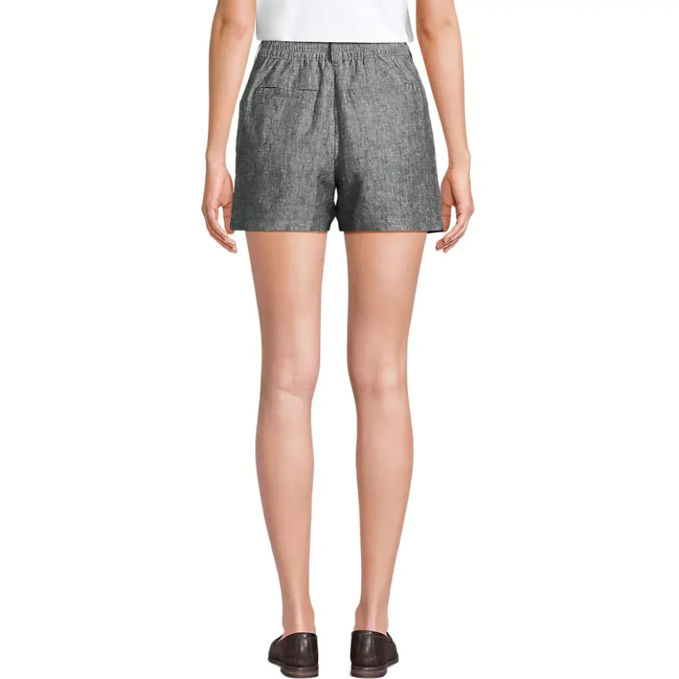 Women's High Rise Pleated A-line 5" Linen Shorts
