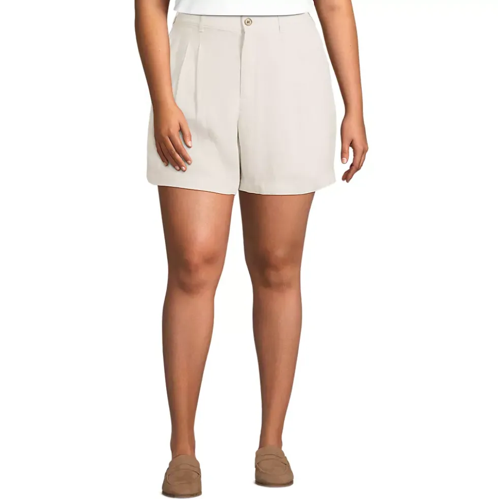 Women's High Rise Pleated A-line 5" Linen Shorts