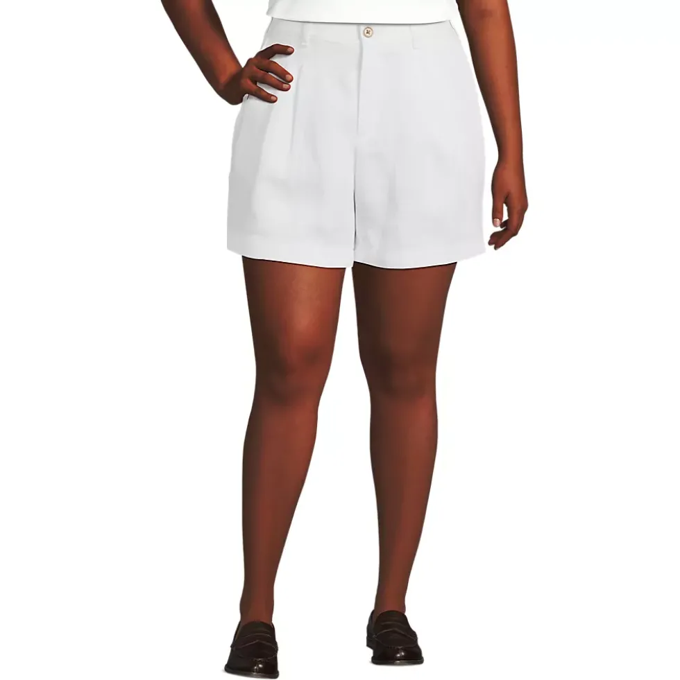 Women's High Rise Pleated A-line 5" Linen Shorts