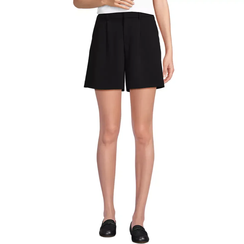 Women's High Rise Pleated Crepe 7" Shorts