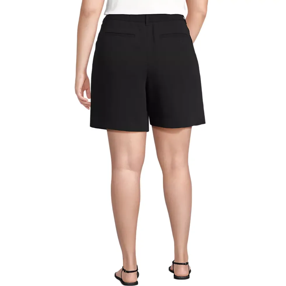Women's High Rise Pleated Crepe 7" Shorts