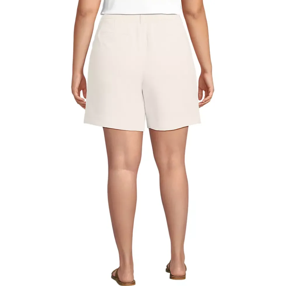 Women's High Rise Pleated Crepe 7" Shorts