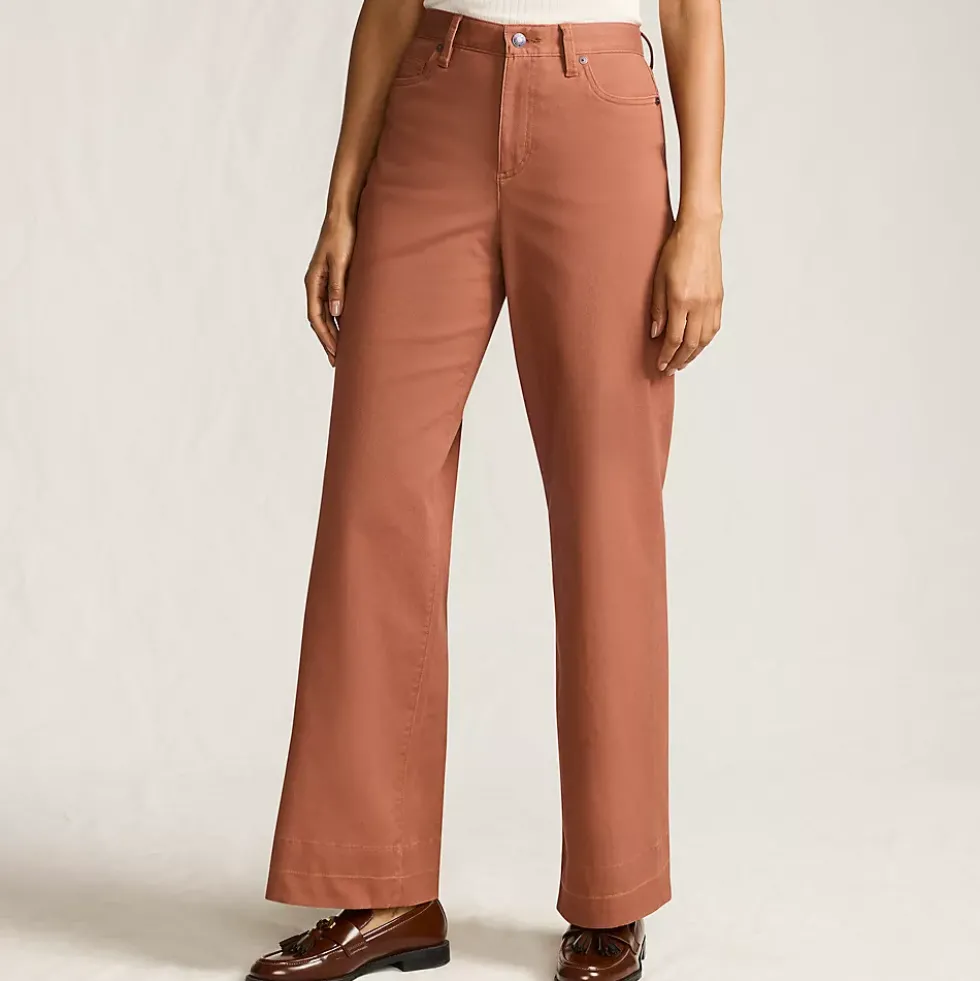 Women's High Rise 5 Pocket Wide Leg Chino Pants