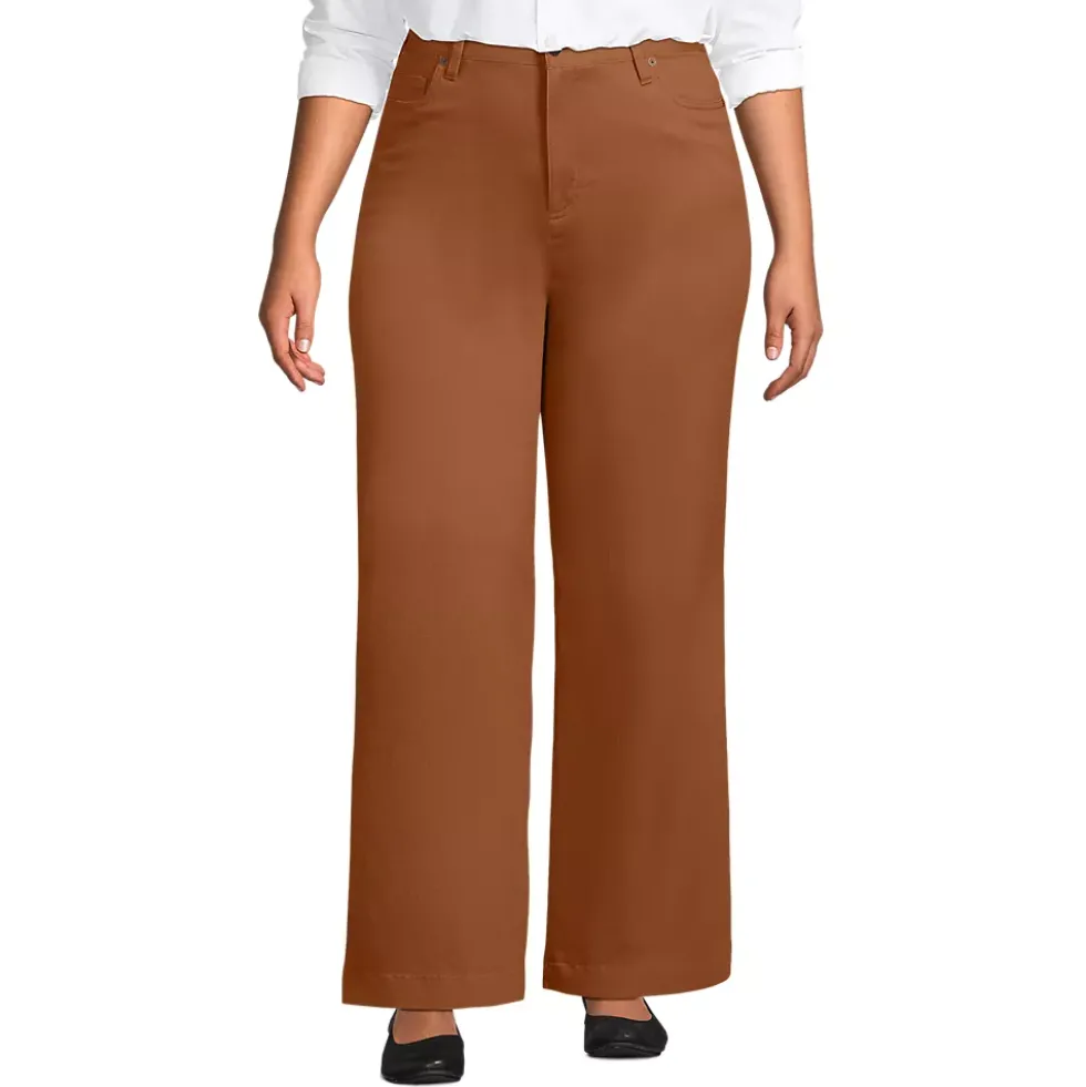 Women's High Rise 5 Pocket Wide Leg Chino Pants