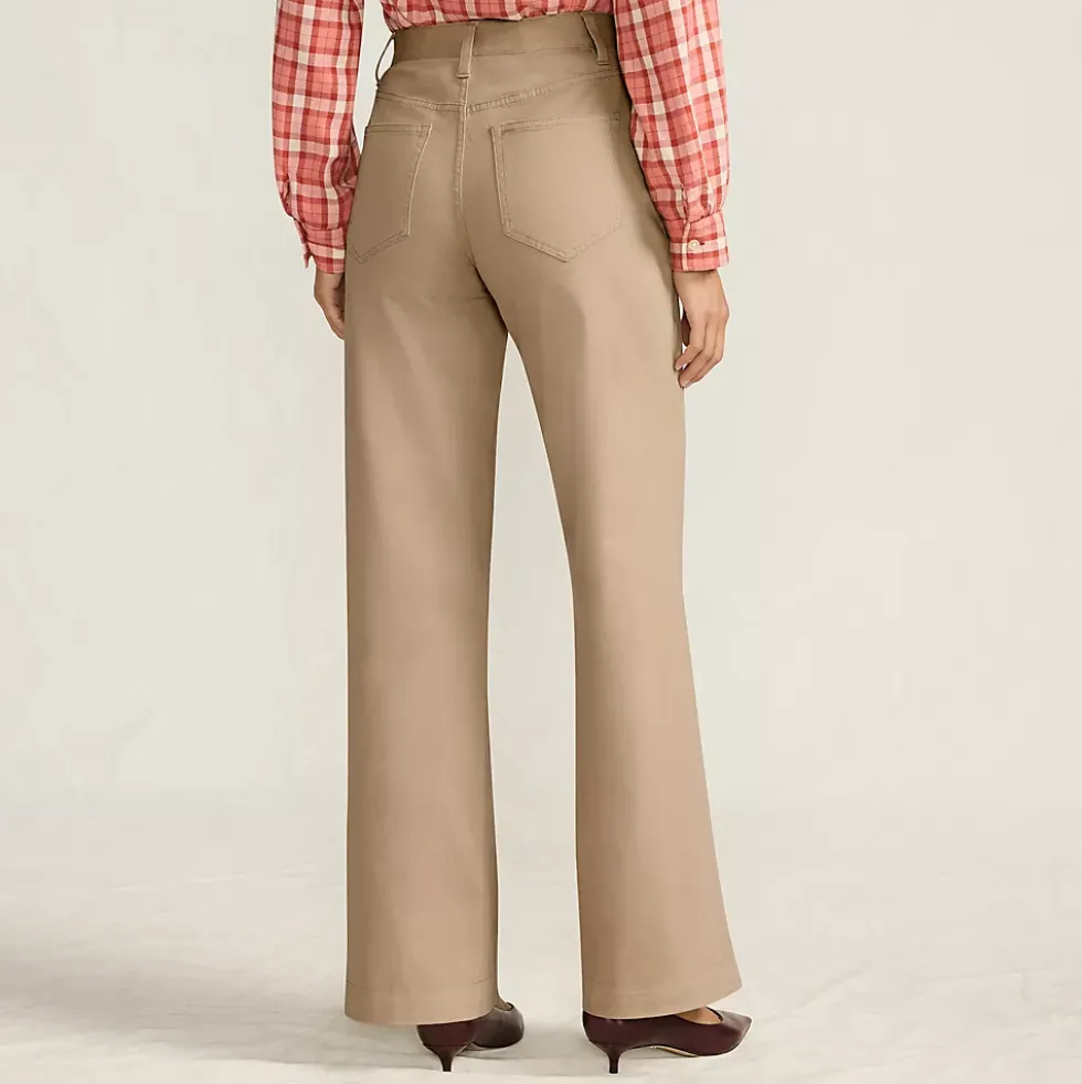 Women's High Rise 5 Pocket Wide Leg Chino Pants
