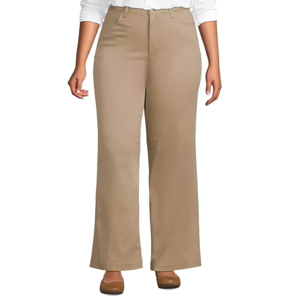 Women's High Rise 5 Pocket Wide Leg Chino Pants