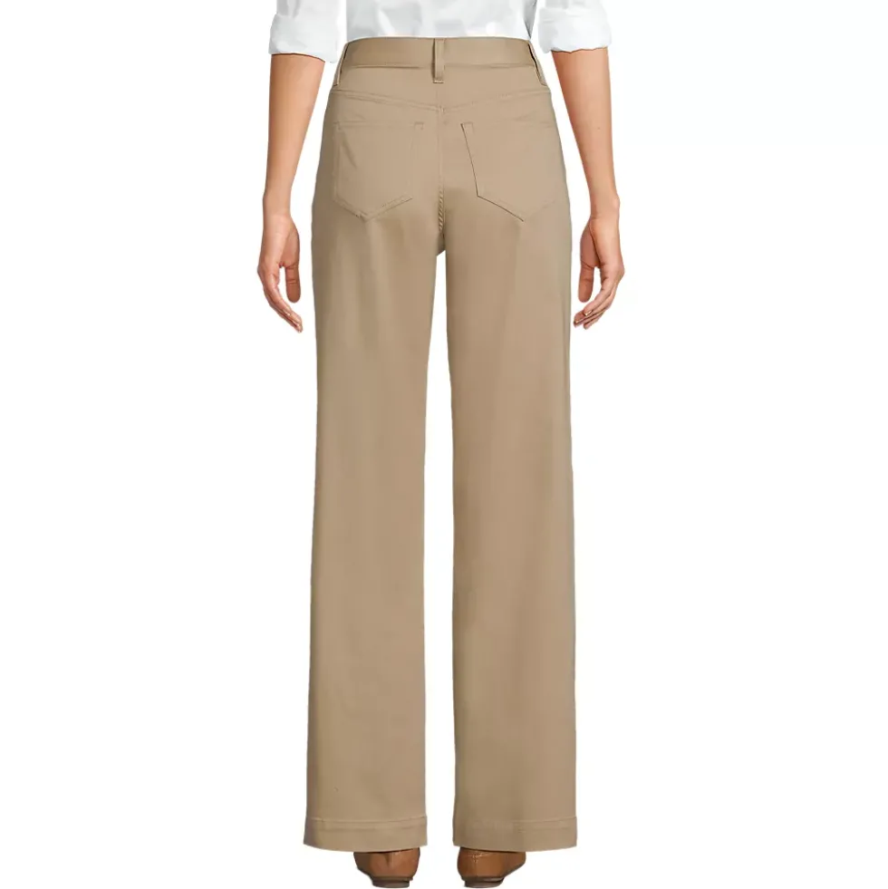Women's High Rise 5 Pocket Wide Leg Chino Pants