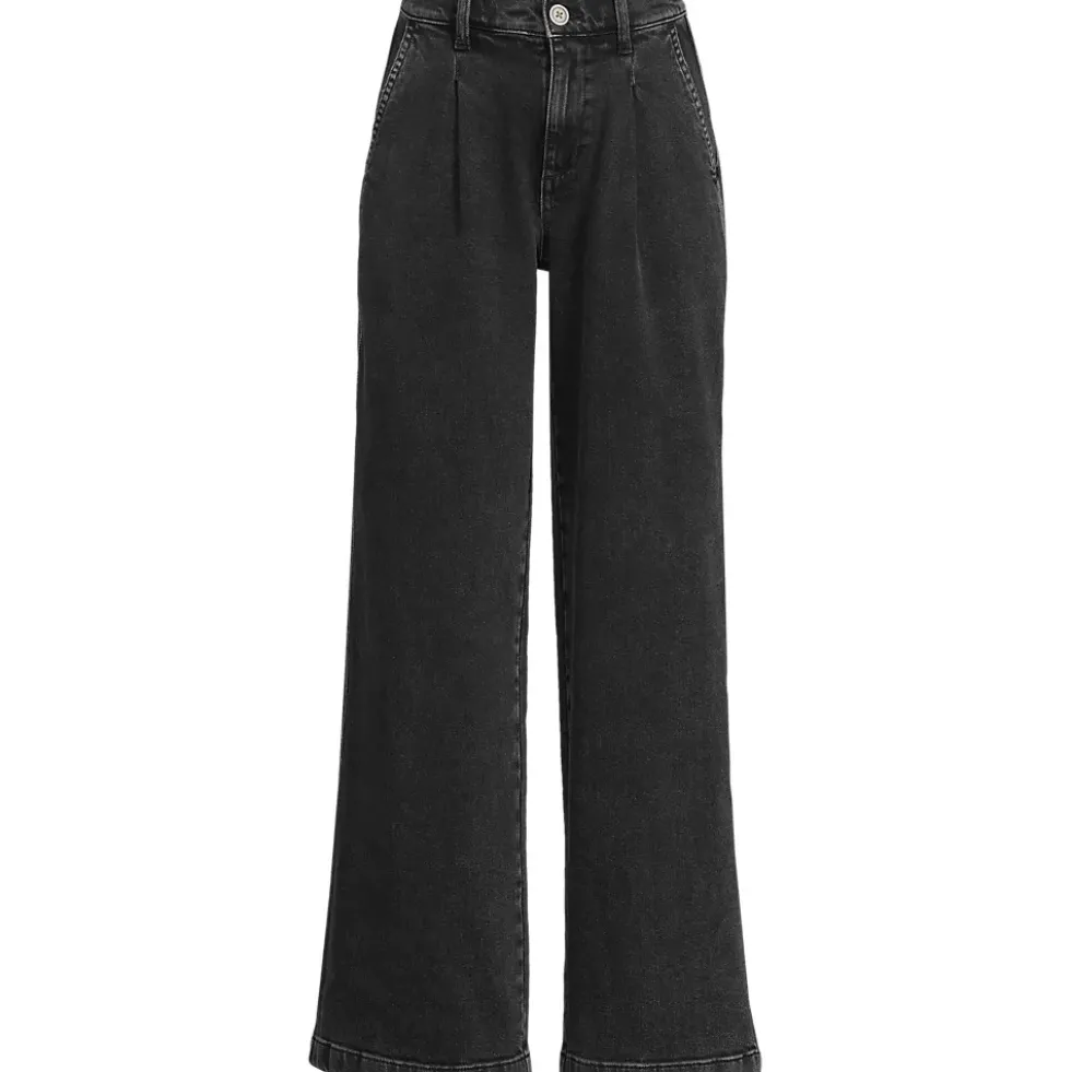 Women's High Rise Soft Denim Pleated Wide Leg Trousers