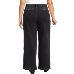 Women's High Rise Soft Denim Pleated Wide Leg Trousers