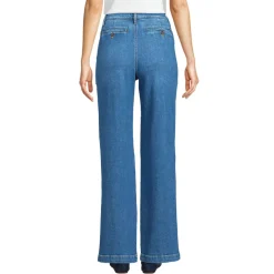 Women's High Rise Soft Denim Pleated Wide Leg Trousers