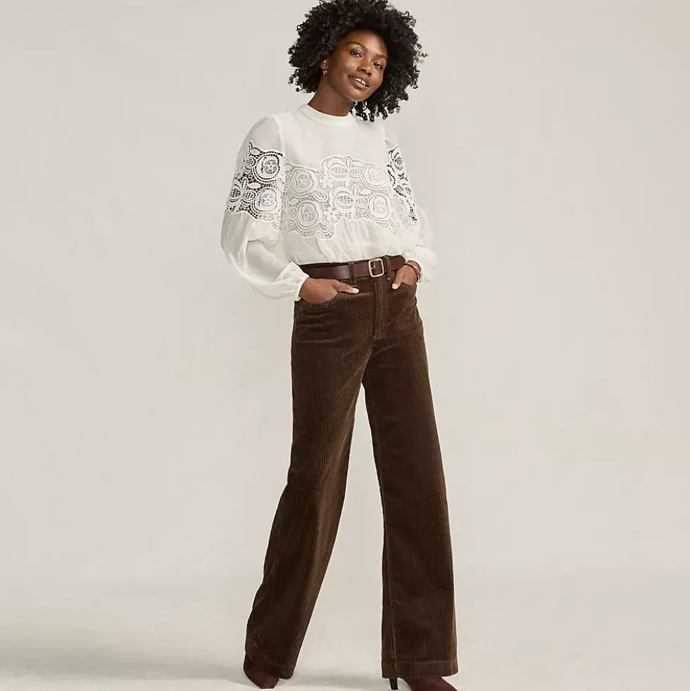 Women's High Rise Wide Leg Corduroy Pants