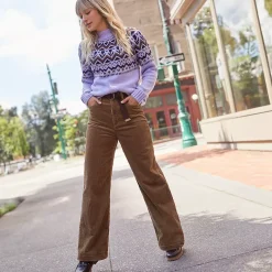 Women's High Rise Wide Leg Corduroy Pants