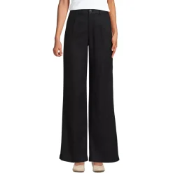 Women's High Rise Wide Leg Linen Pleated Pants