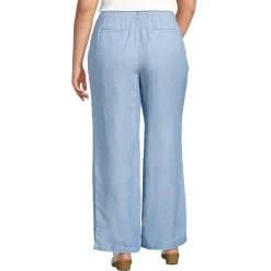 Women's High Rise Wide Leg Linen Pleated Pants