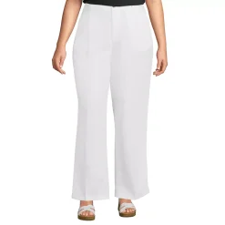 Women's High Rise Wide Leg Linen Pleated Pants