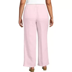 Women's High Rise Wide Leg Linen Pleated Pants