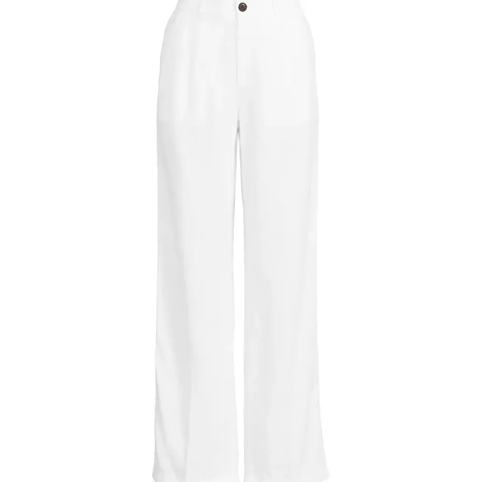 Women's High Rise Wide Leg Linen Pleated Pants