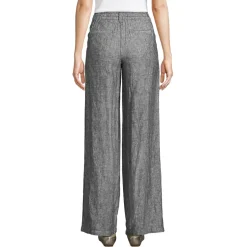 Women's High Rise Wide Leg Linen Pleated Pants