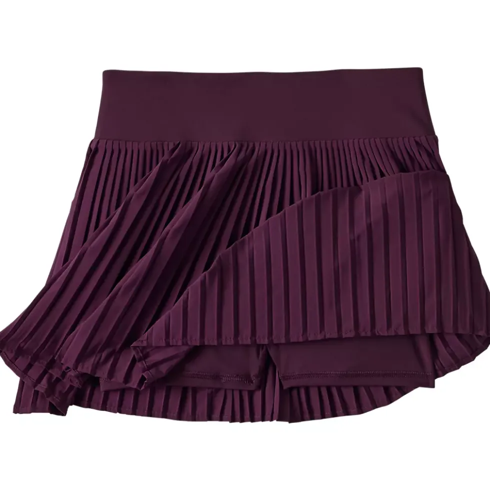 Women's High Waisted Pleated Woven Swim Skort