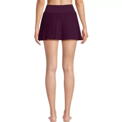 Women's High Waisted Pleated Woven Swim Skort
