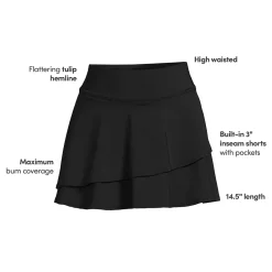Women's High Waisted Tulip Hem Swim Skort