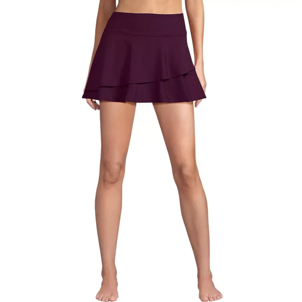 Women's High Waisted Tulip Hem Swim Skort