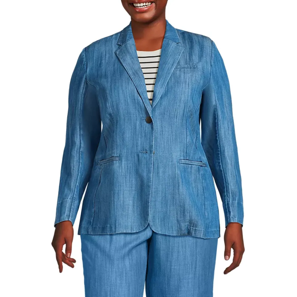 Women's Indigo TENCEL™ Fiber Relaxed Blazer