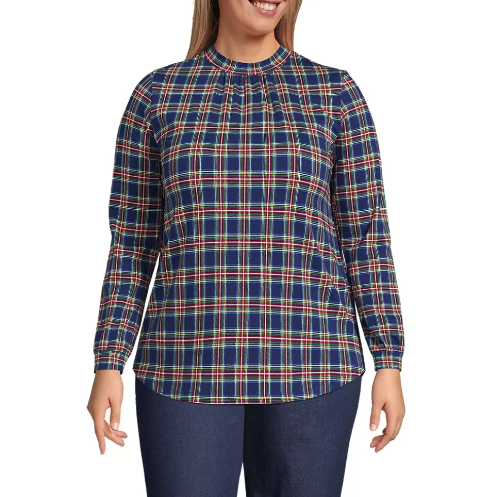 Women's Jersey Long Sleeve Gathered Mock