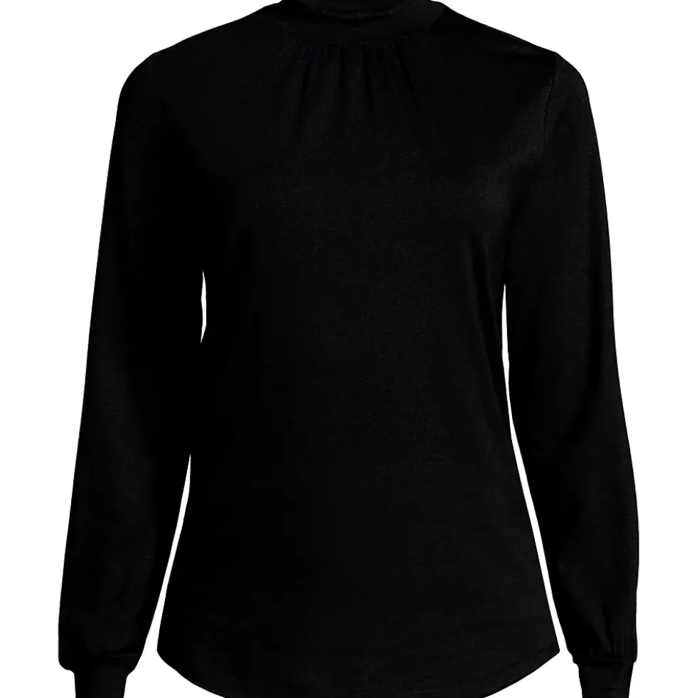 Women's Jersey Long Sleeve Gathered Mock
