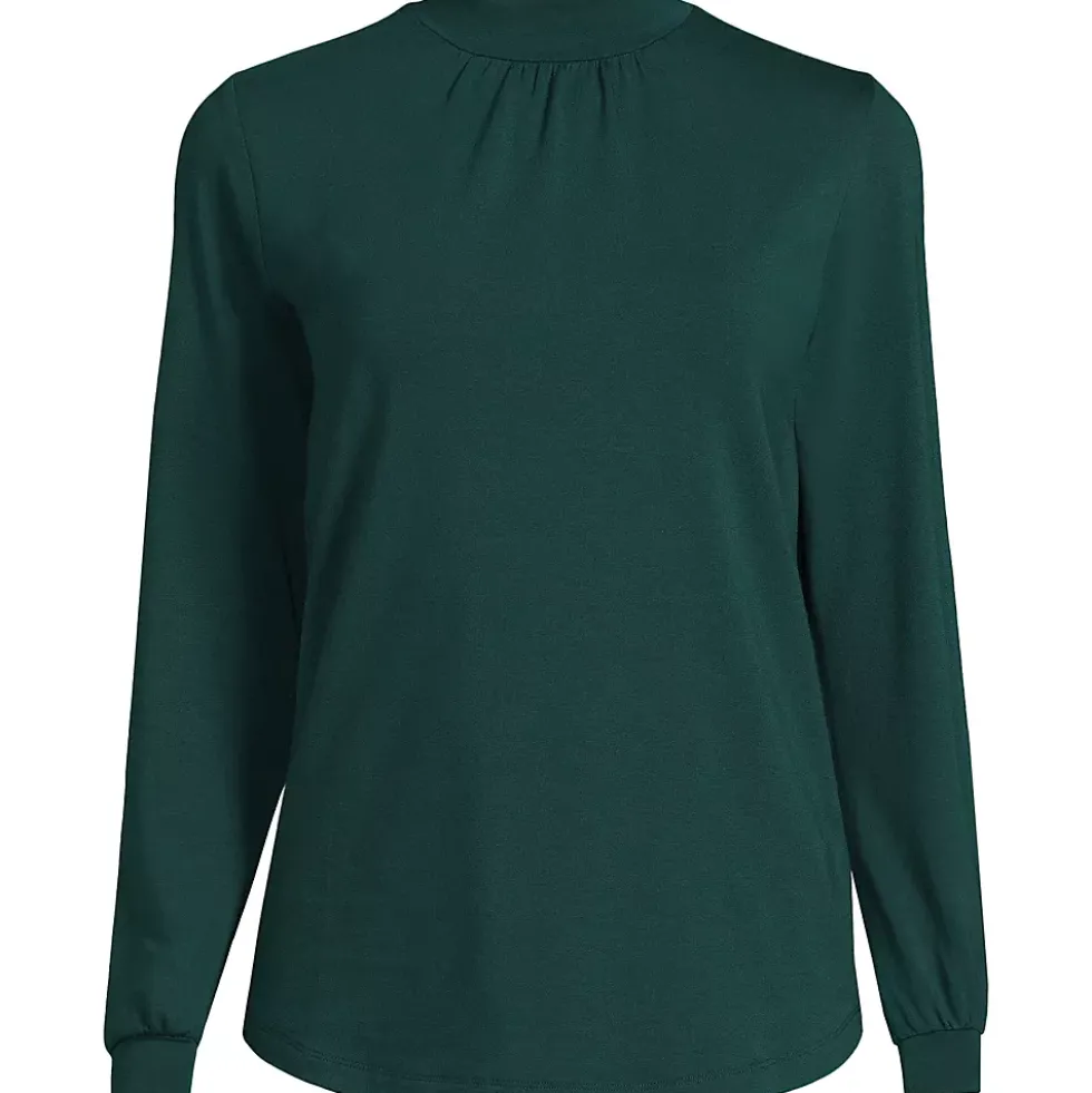 Women's Jersey Long Sleeve Gathered Mock