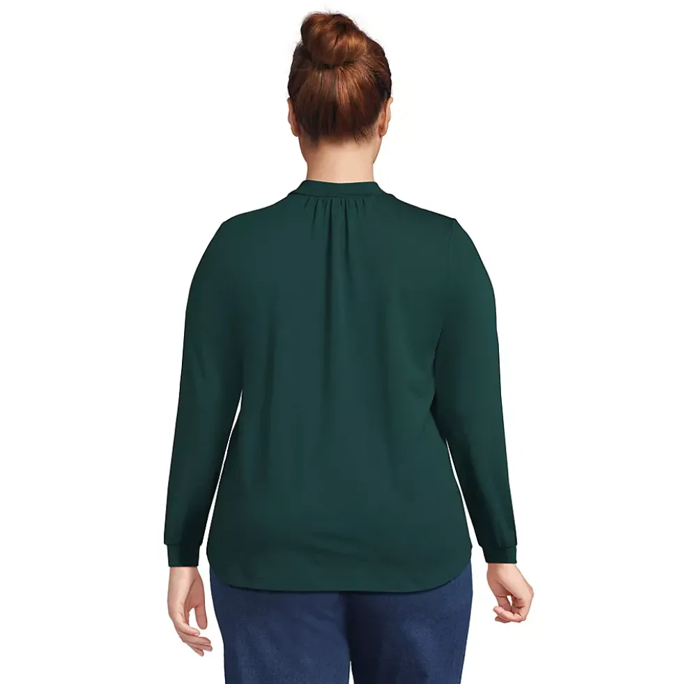 Women's Jersey Long Sleeve Gathered Mock