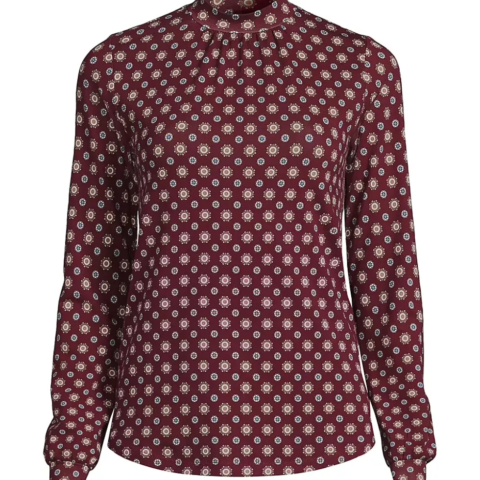 Women's Jersey Long Sleeve Gathered Mock