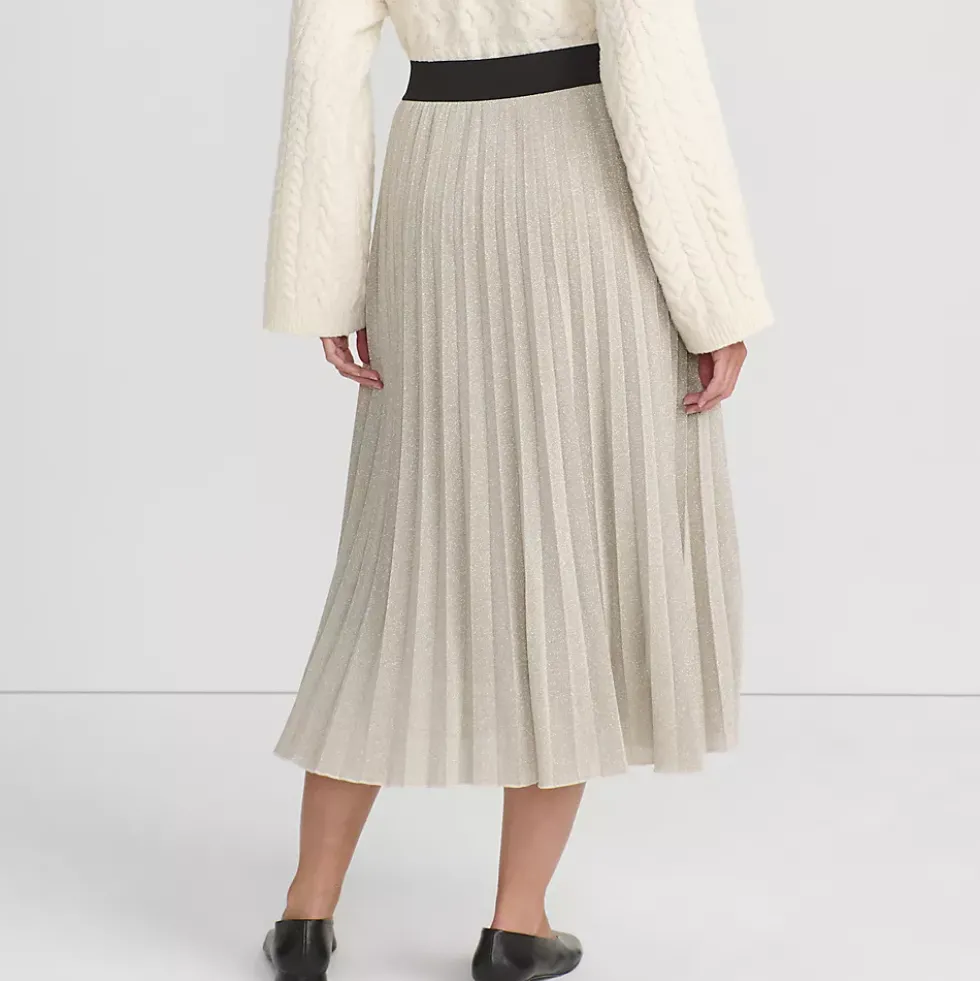 Women's Knit Foil Pleated Midi Skirt