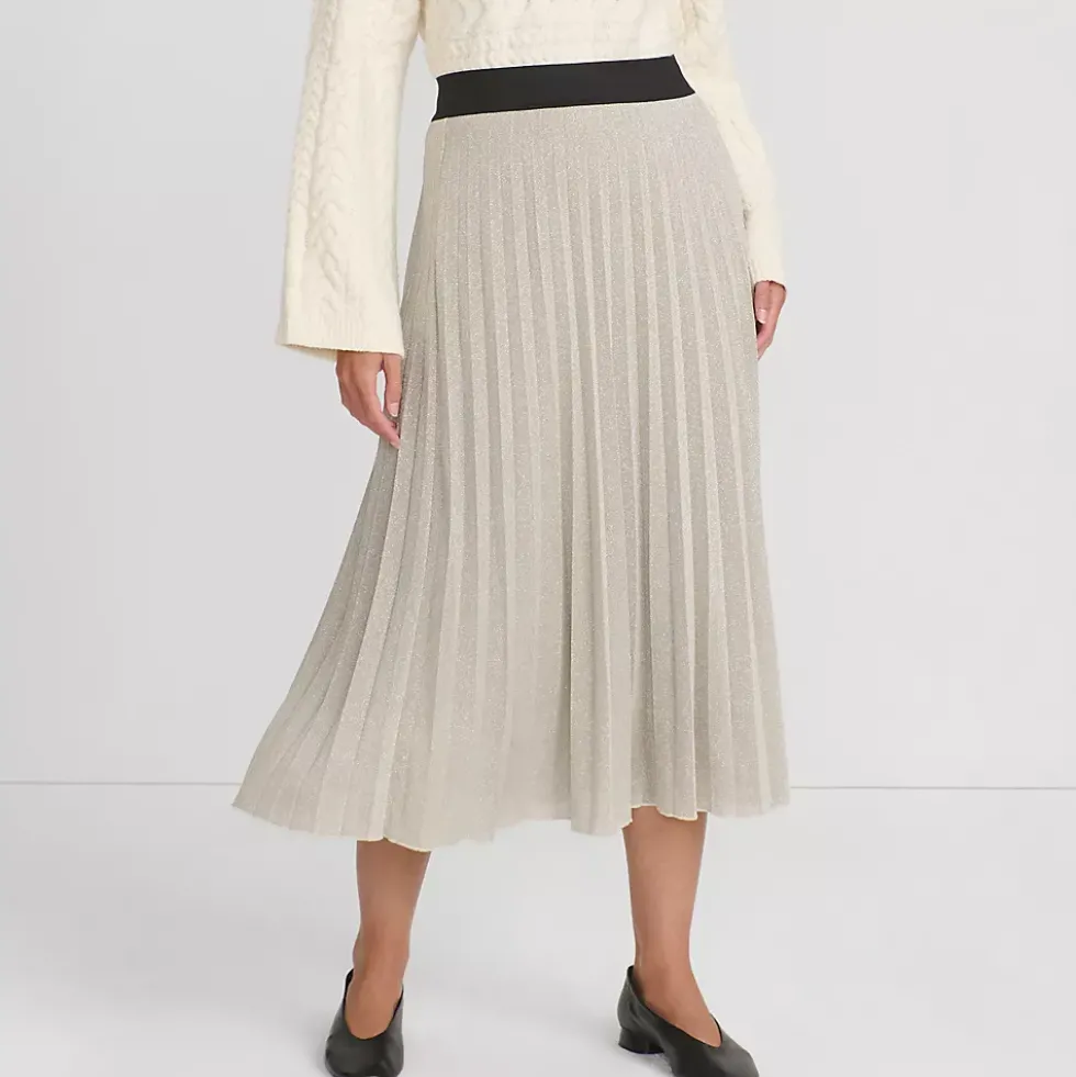 Women's Knit Foil Pleated Midi Skirt