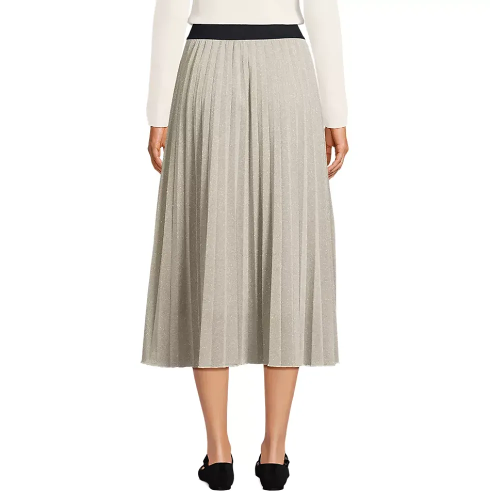 Women's Knit Foil Pleated Midi Skirt