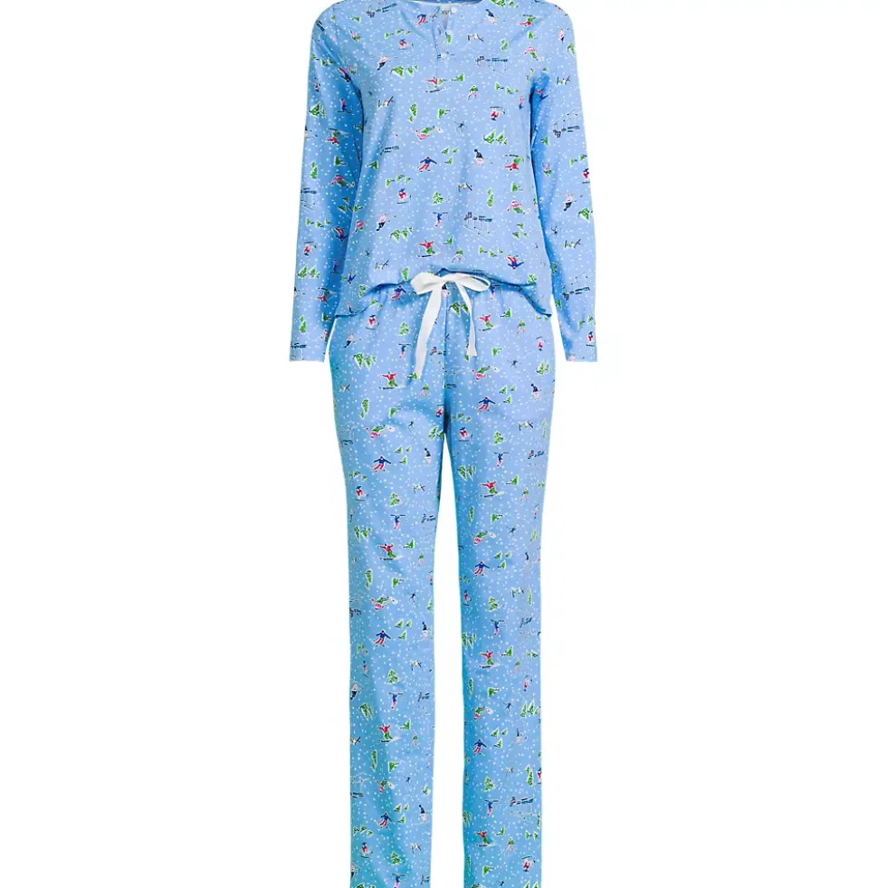 Women's Knit 2 Piece Pajama Set - Long Sleeve Top and Pants