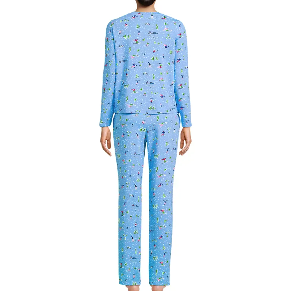 Women's Knit 2 Piece Pajama Set - Long Sleeve Top and Pants