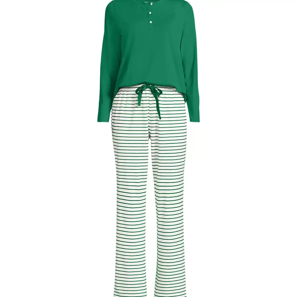 Women's Knit 2 Piece Pajama Set - Long Sleeve Top and Pants