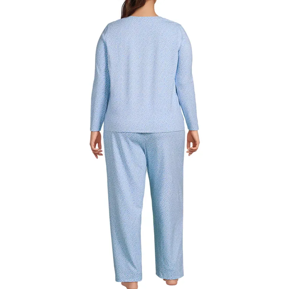 Women's Knit 2 Piece Pajama Set - Long Sleeve Top and Pants