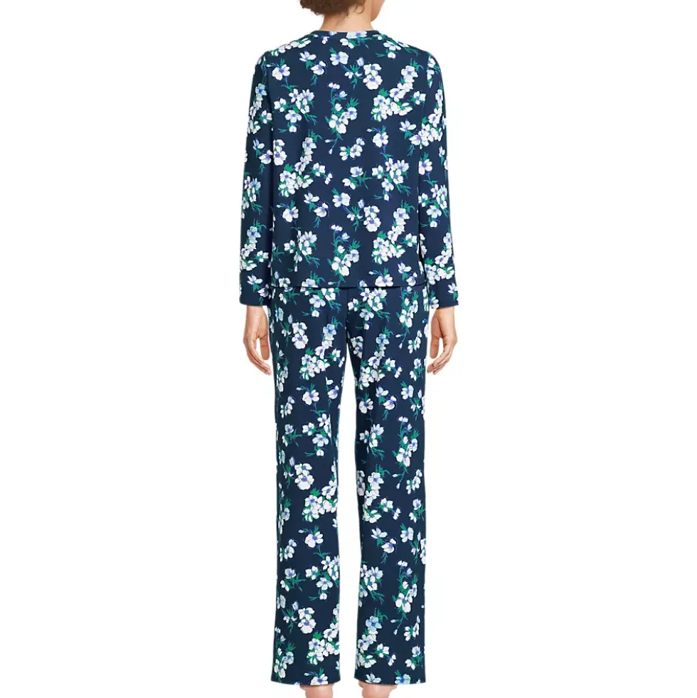 Women's Knit 2 Piece Pajama Set - Long Sleeve Top and Pants