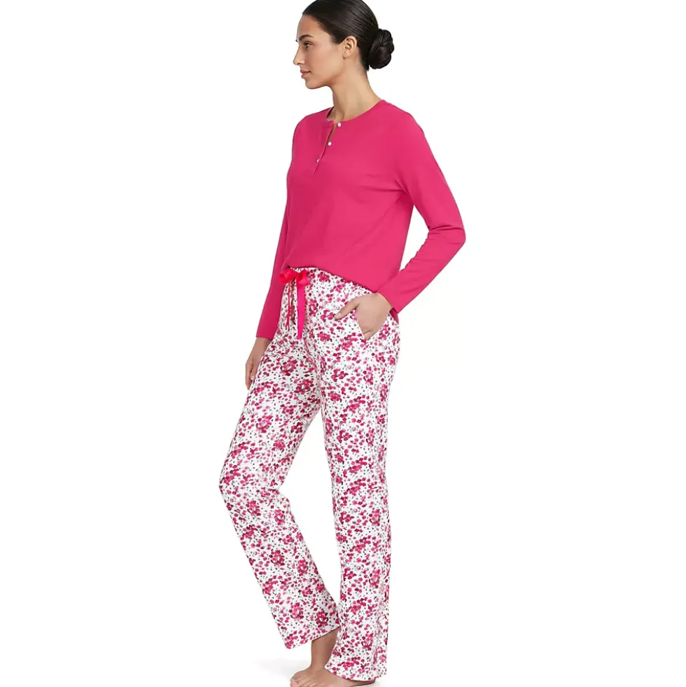 Women's Knit 2 Piece Pajama Set - Long Sleeve Top and Pants