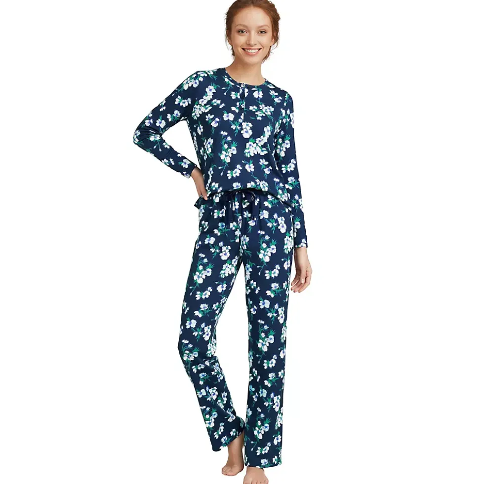 Women's Knit 2 Piece Pajama Set - Long Sleeve Top and Pants