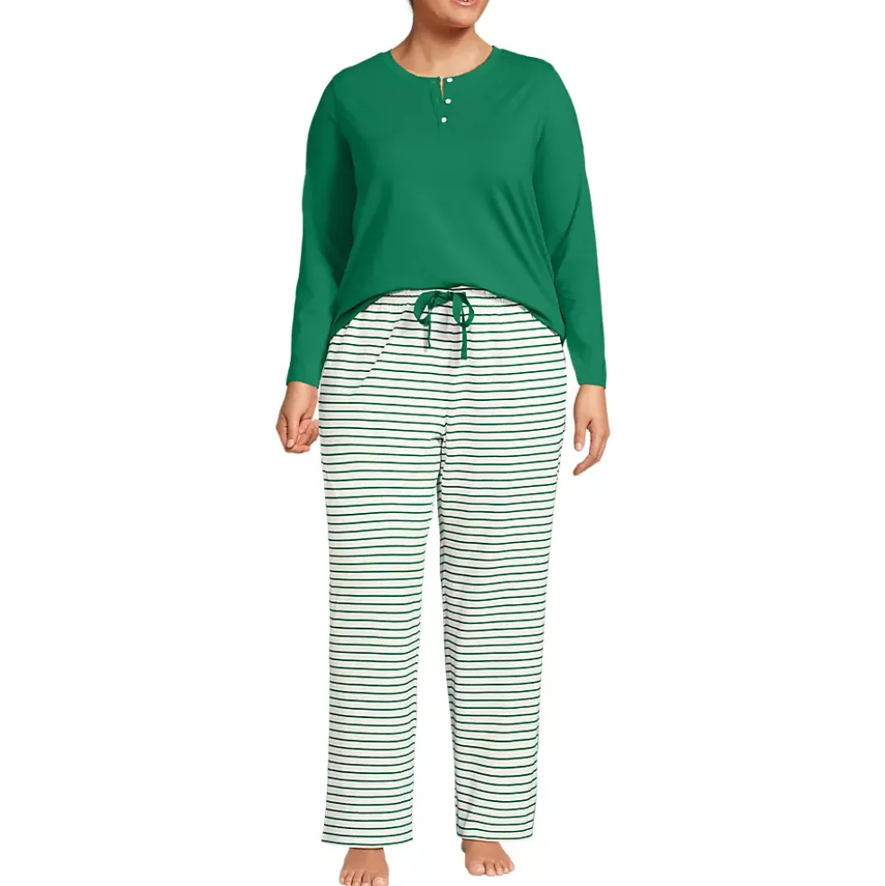 Women's Knit 2 Piece Pajama Set - Long Sleeve Top and Pants