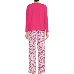 Women's Knit 2 Piece Pajama Set - Long Sleeve Top and Pants